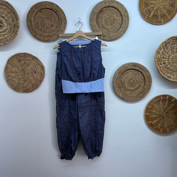 Free People Movement Blue Nylon Matching Two Piece Set Small Activewear Workout - Picture 2 of 12